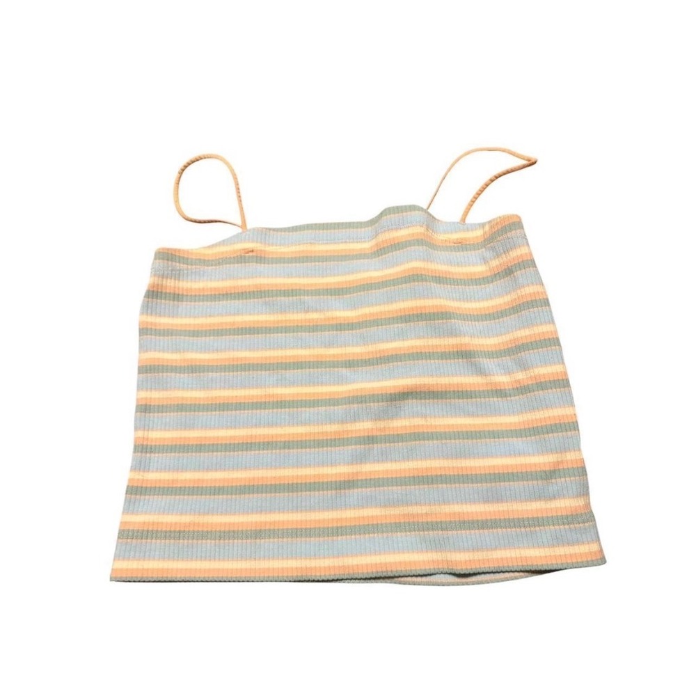 American Eagle Striped Ribbed Cami Tank Top Womens Medium Pastel Multi-Color